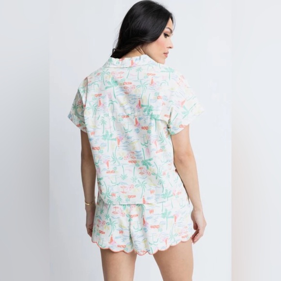 LIKE-NEW Karlie FULL SET Seashore Tropical Scallop Shorts + Shirt Set - Picture 4 of 10